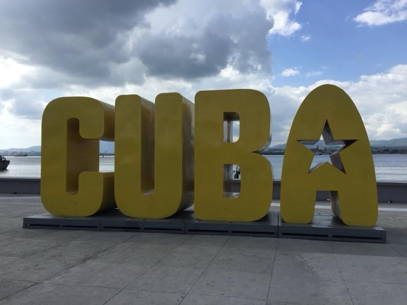 CUBA sign at the waterfront
